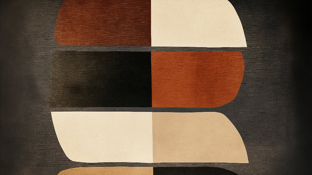 Abstract geometric pattern design file showing terracotta and beige curved shapes