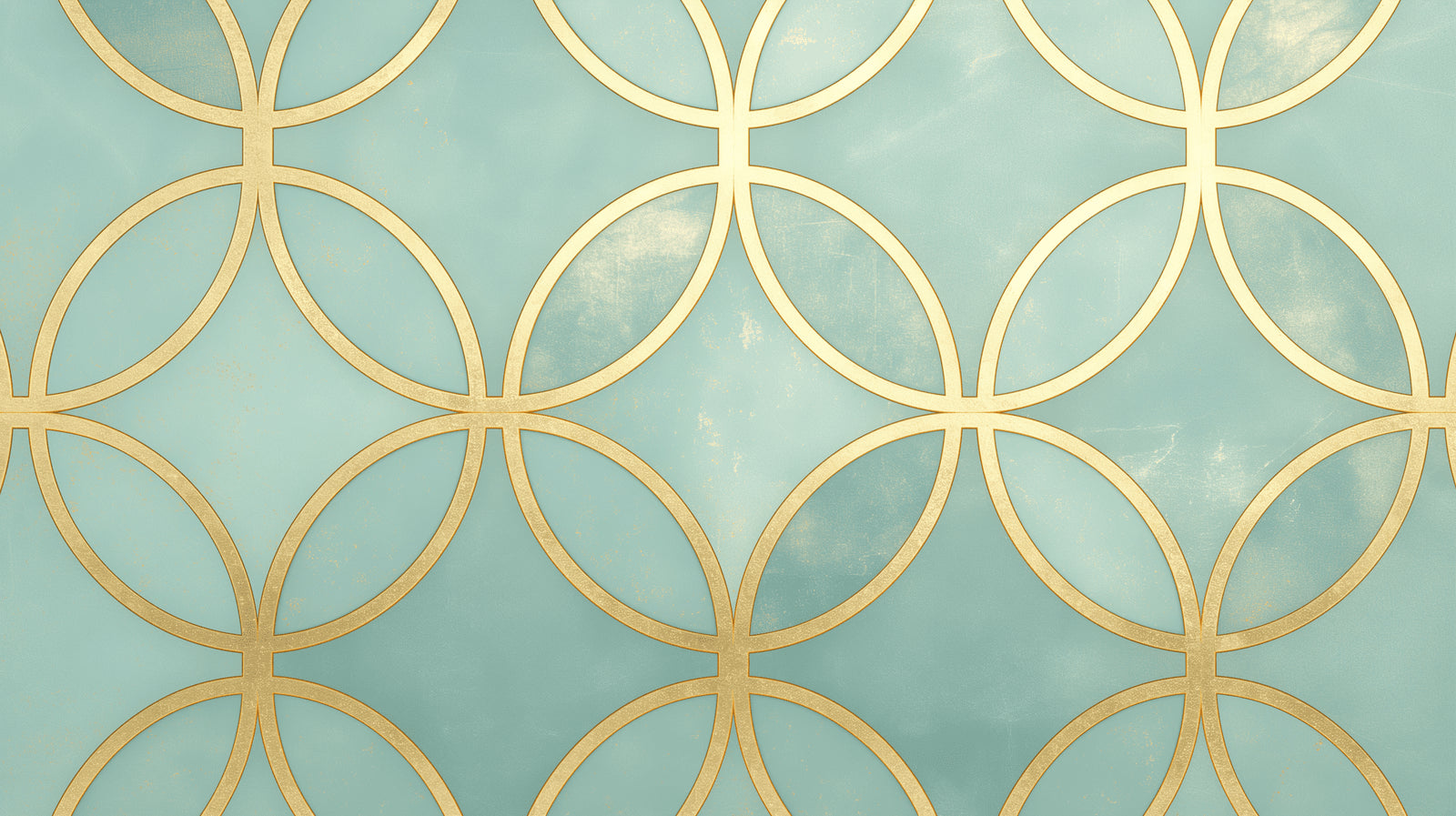 Art deco gold circles wallpaper design file showing intricate geometric pattern on mint green background