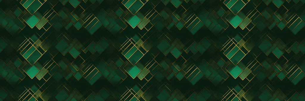 Green and gold geometric wallpaper design file showing intricate art deco pattern details