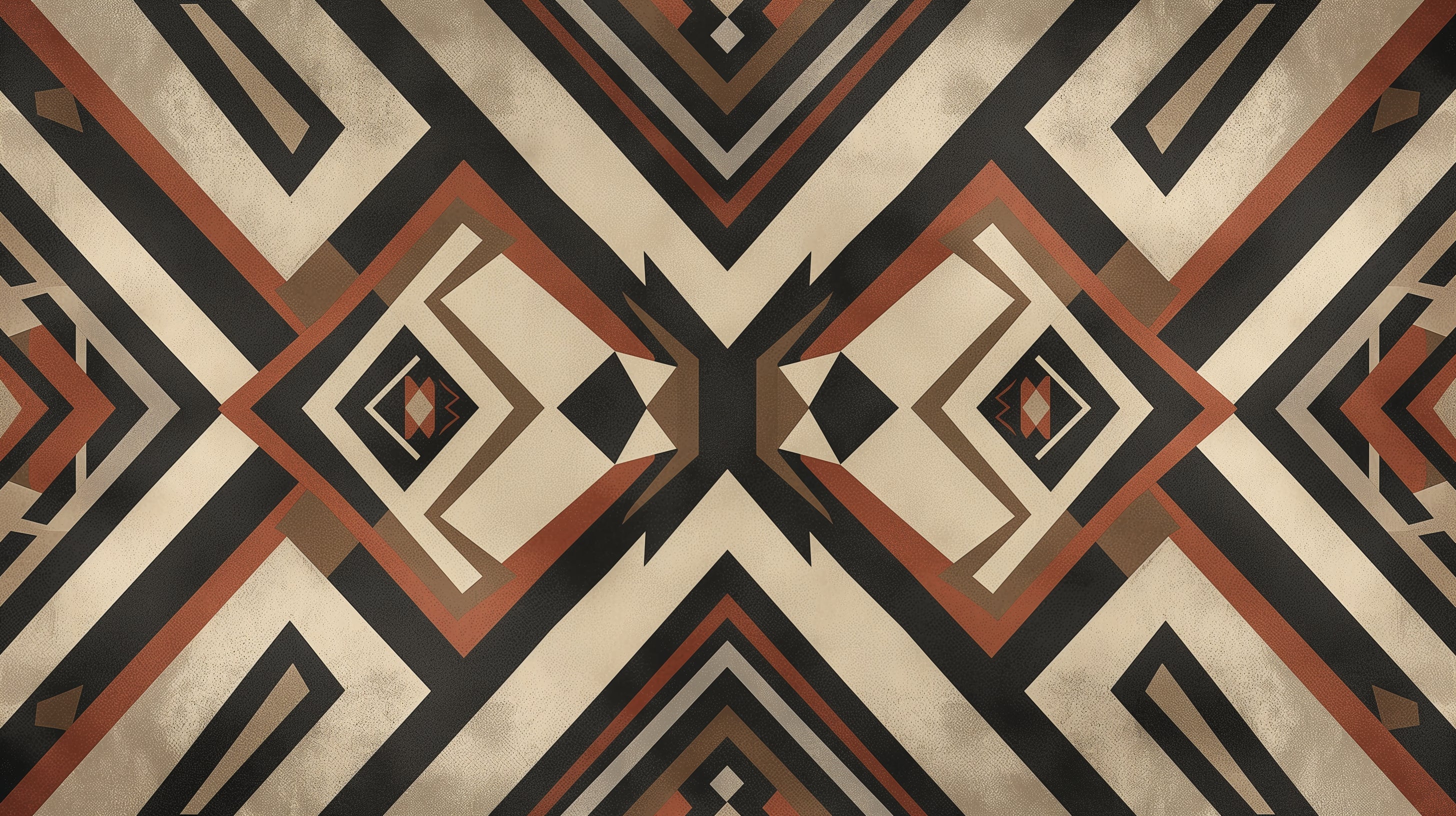 Art deco geometric wallpaper design file showing terracotta and black pattern