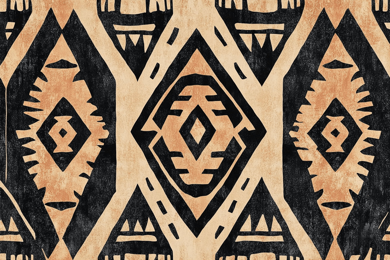 Geometric Aztec pattern design file showing intricate black and terracotta details