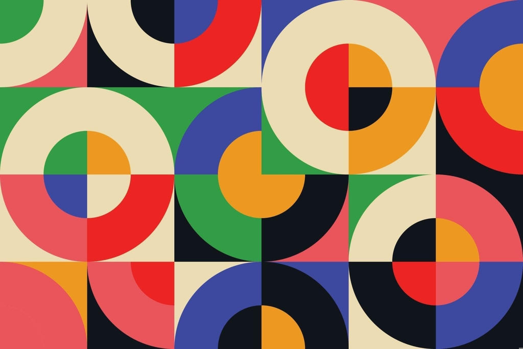 Colorful geometric circles wallpaper design file showing intricate Bauhaus pattern
