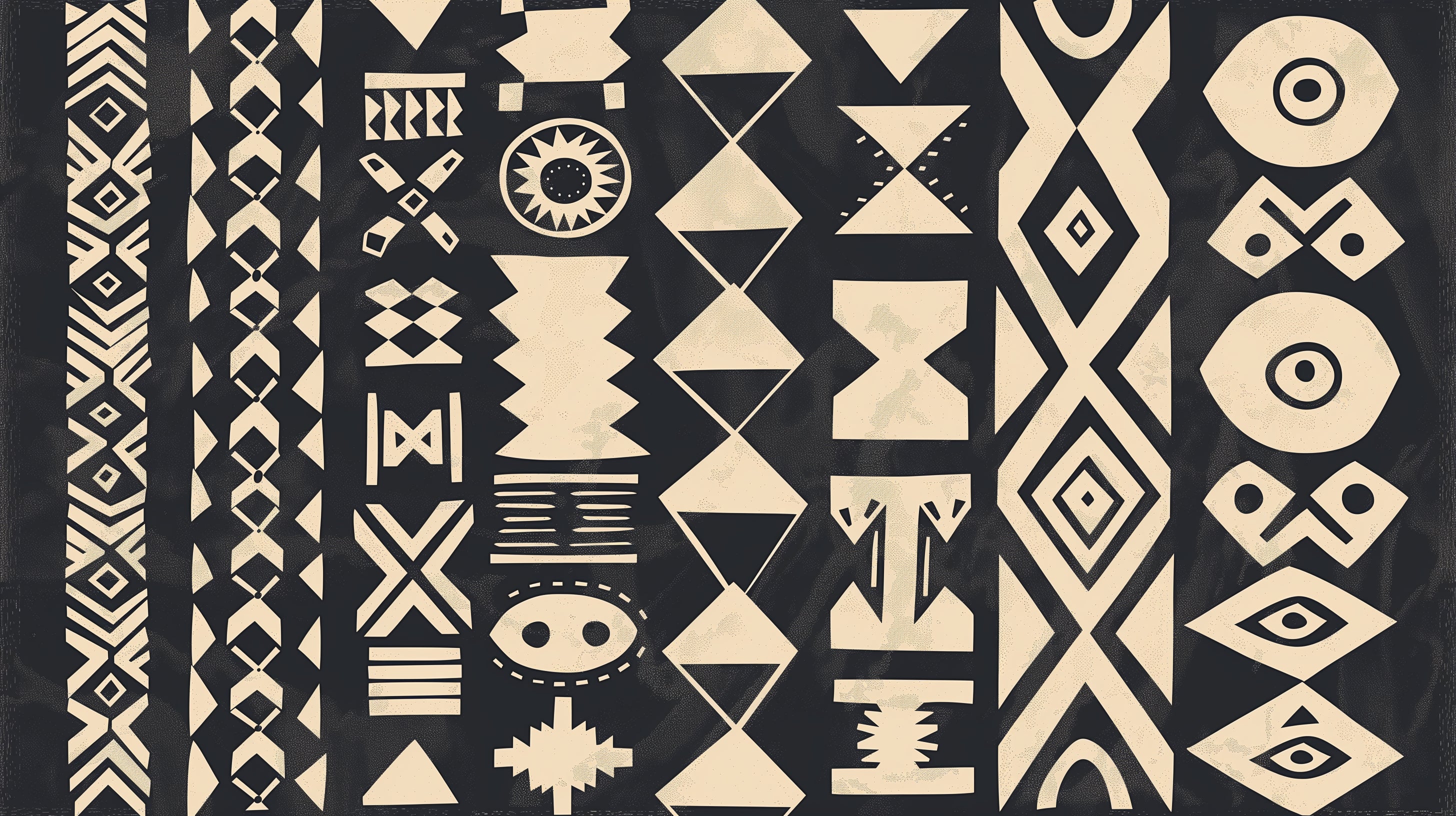 Black and white geometric tribal pattern design file showing detailed African-inspired motifs