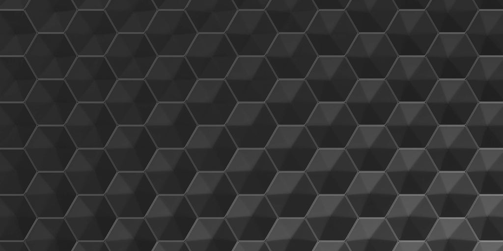 Design file of black 3D hexagon pattern showing precise geometric shapes and shadows