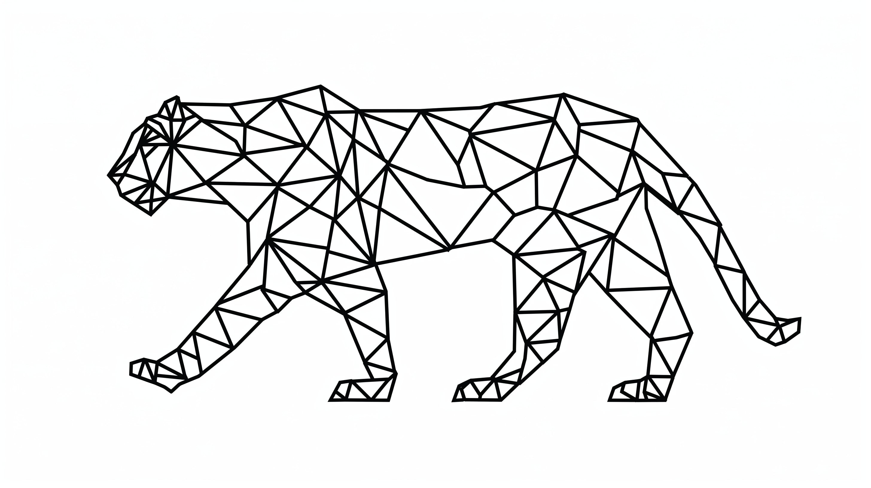 Black and white geometric panther pattern design file showing intricate line work and angular shapes