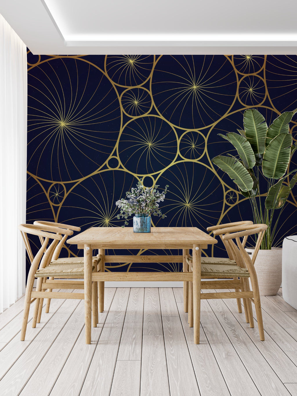 Modern circular pattern creating visual interest in an entrance hallway