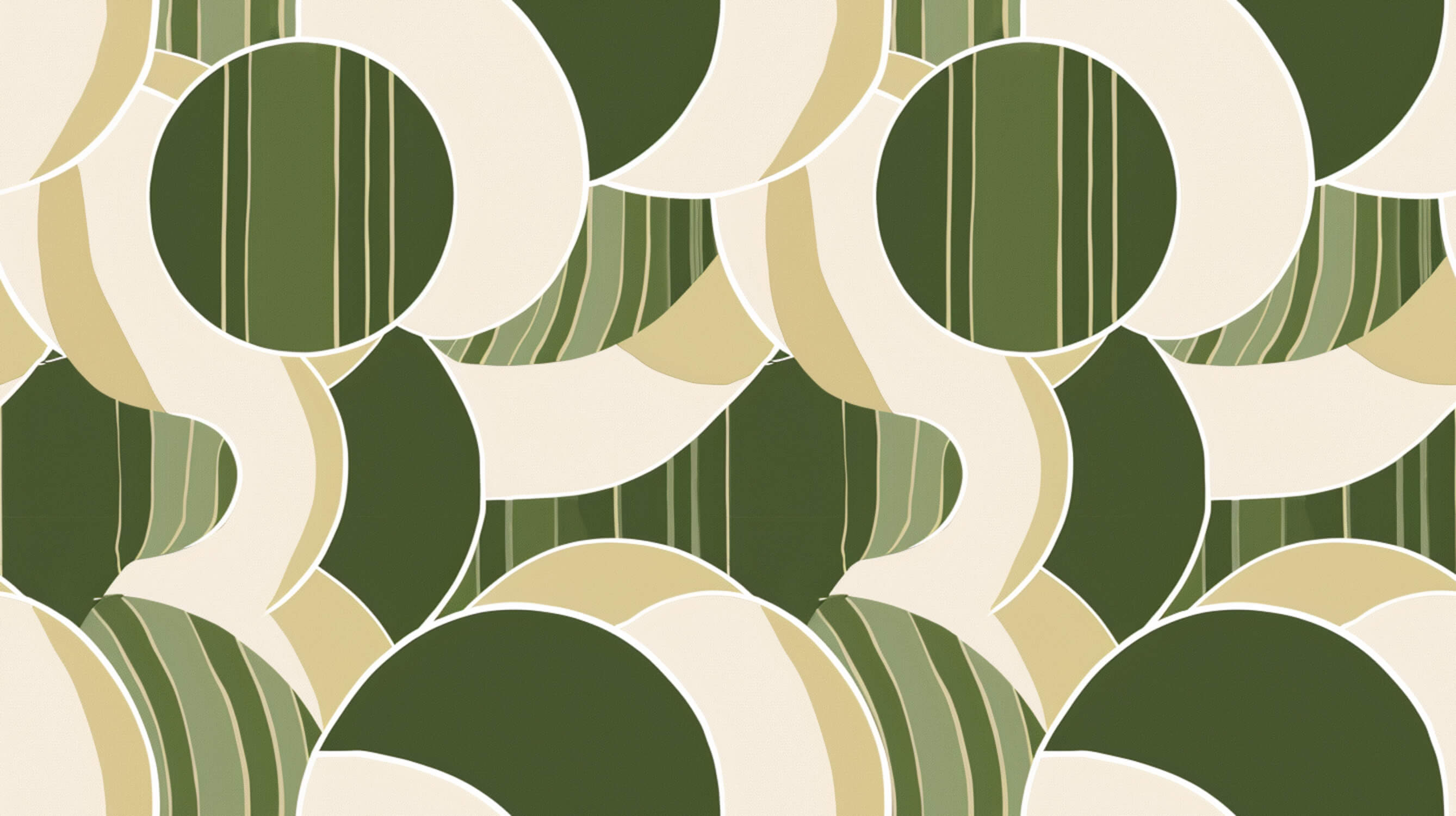 Design file showing retro green geometric circle pattern with overlapping shapes