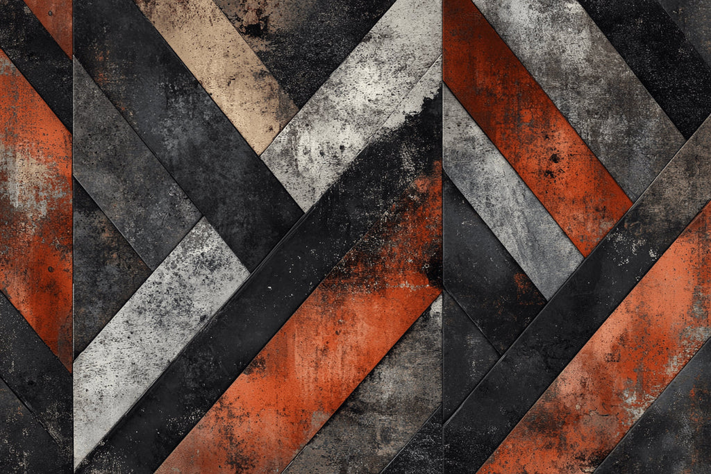 Design file showing detailed geometric pattern with terracotta and anthracite colors