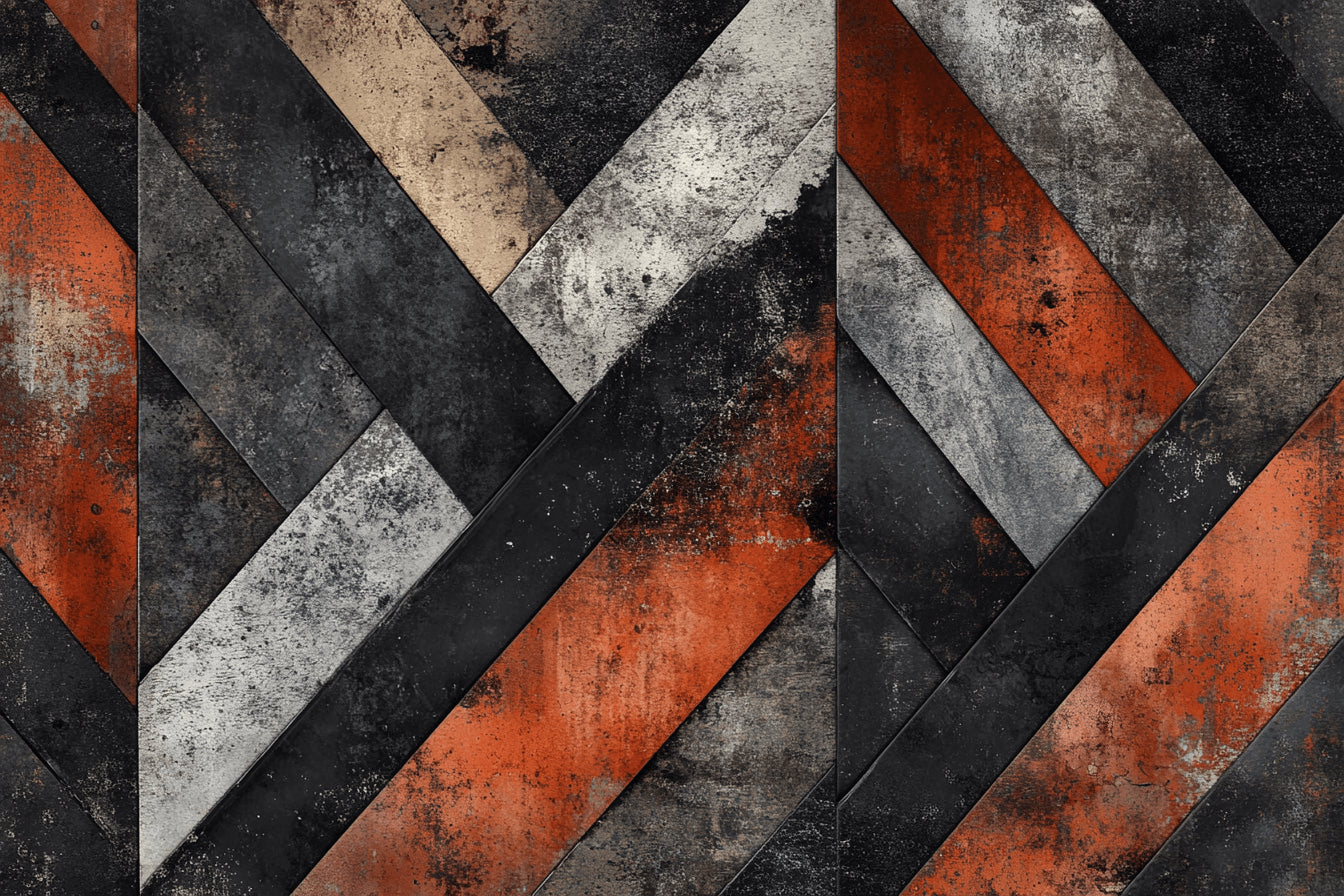 Geometric pattern design file showing terracotta and anthracite diagonal stripes texture