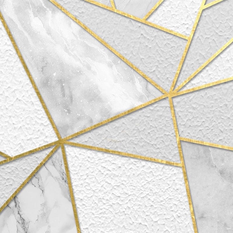 Modern marble and gold geometric pattern enhancing entryway walls