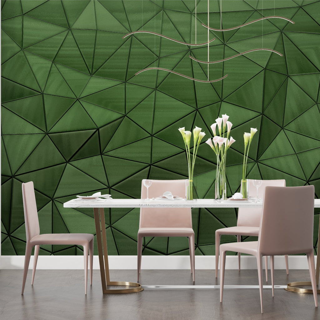Modern hallway showcasing 3D geometric wall design
