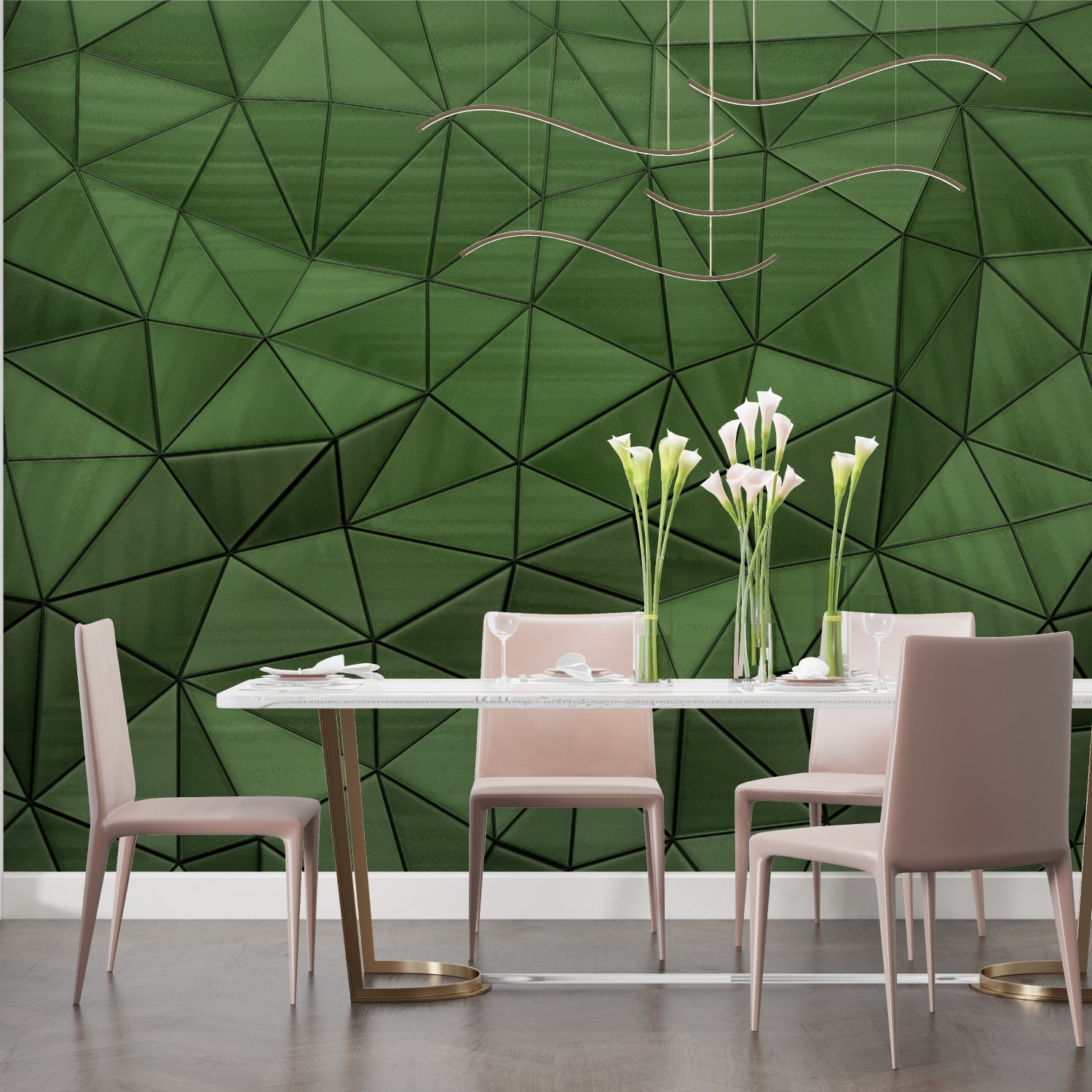Modern hallway showcasing 3D geometric wall design