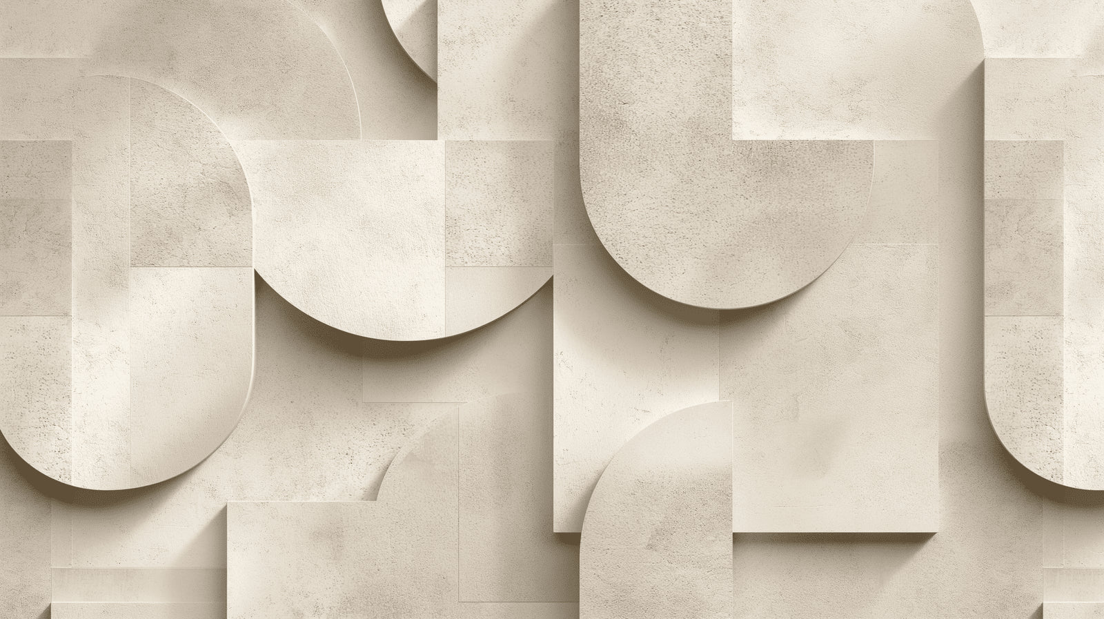 Beige circular wallpaper creating depth in a minimal dining room space