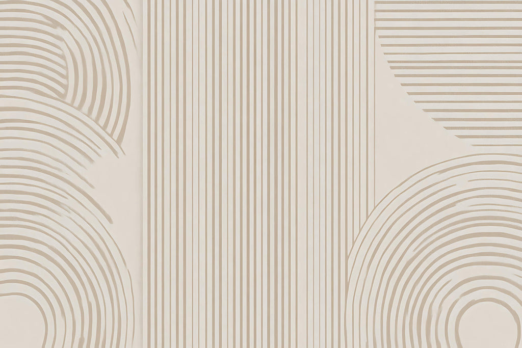 Design file showing modern beige geometric pattern with curved and straight lines