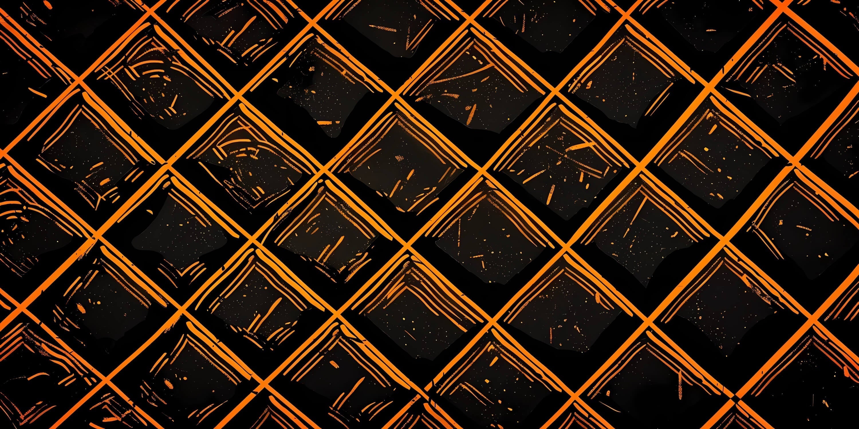 Geometric diamond pattern design file showing intricate black and orange brushstroke details