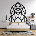Modern Geometric Gorilla Wallpaper creating a striking focal point in a minimalist living room with black and white decor