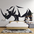 Modern Geometric Rhino Wallpaper creating a stunning focal point in a minimalist living room with grey sofa