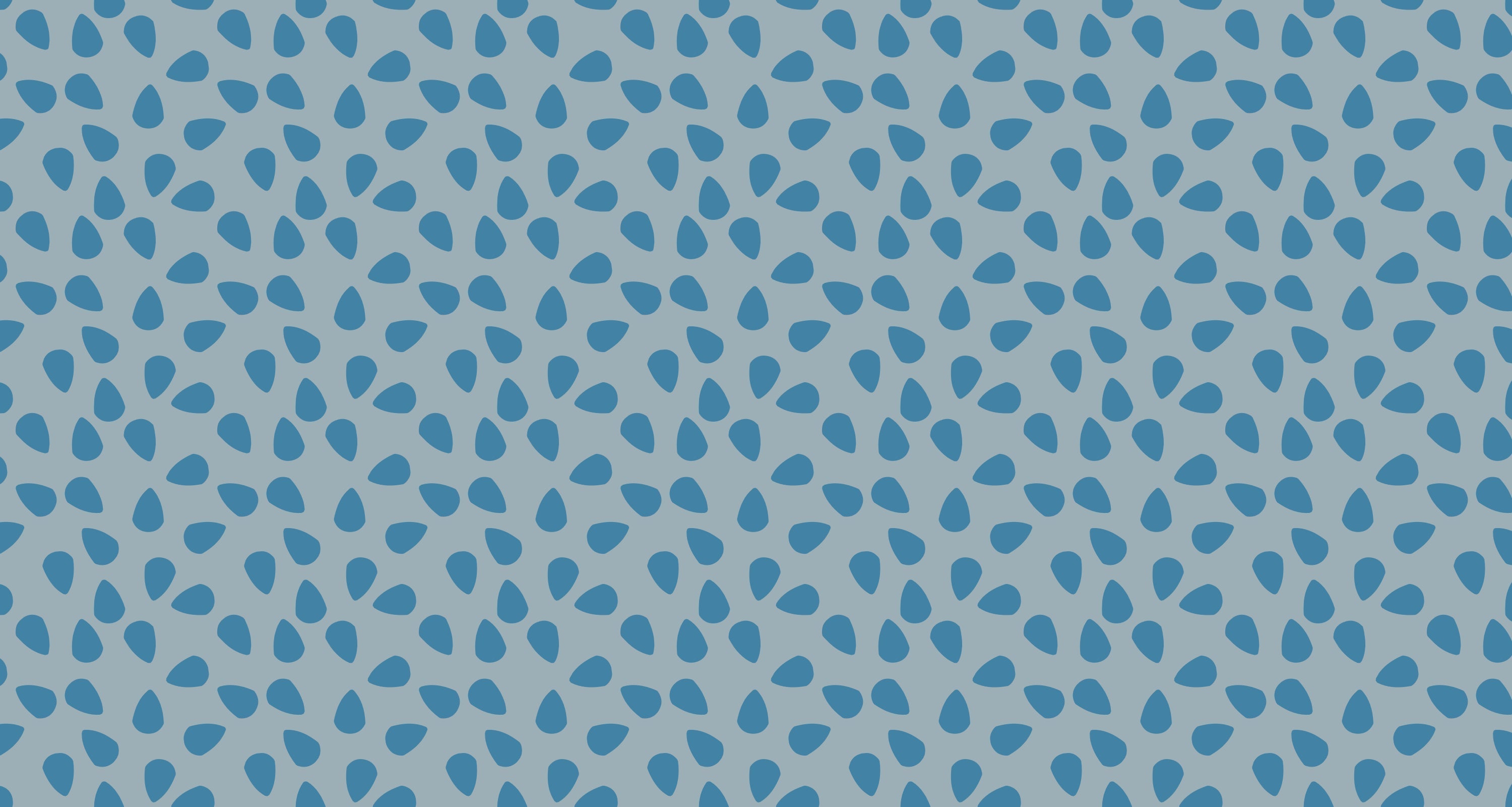 Modern geometric blue droplet wallpaper in a bright minimalist living room, creating a fresh and open atmosphere