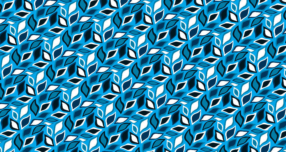 Geometric blue leaf pattern design file showing crisp lines and modern styling