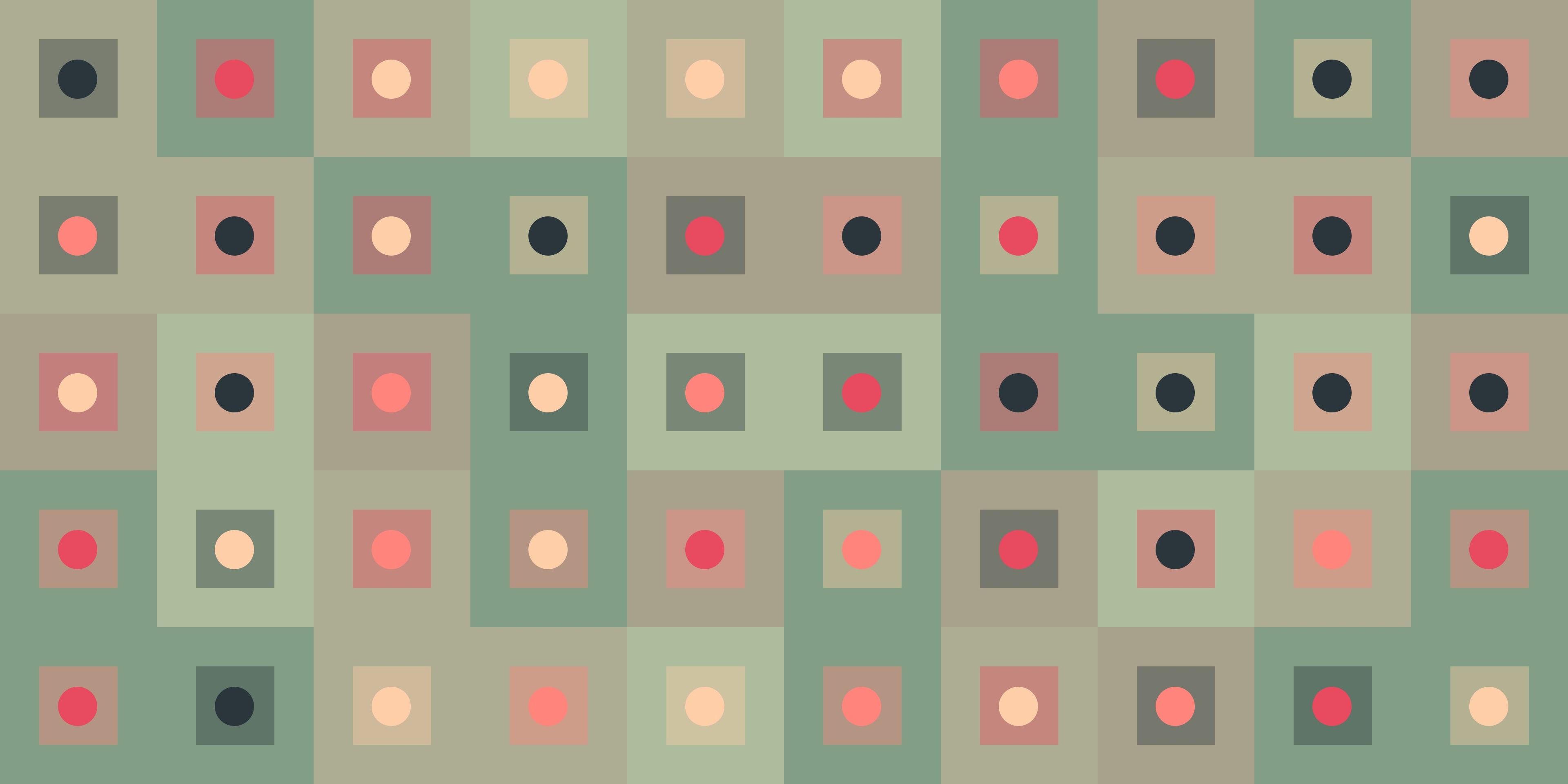 Modern geometric wallpaper design file showing circles and squares pattern in sage and coral tones