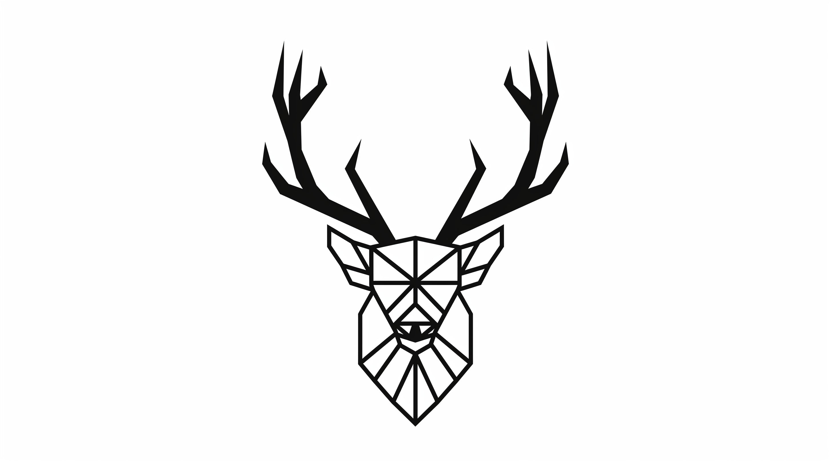 Geometric deer line art wallpaper design file showing precise black and white pattern