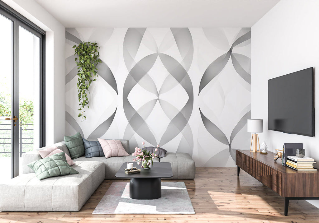 Geometric pattern wallpaper adding style to a contemporary bedroom