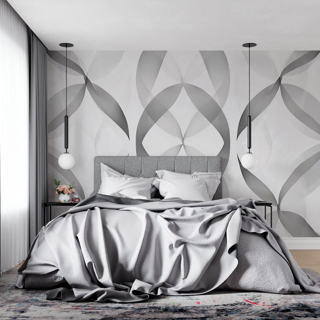Abstract geometric wallpaper making a statement in an entrance hall