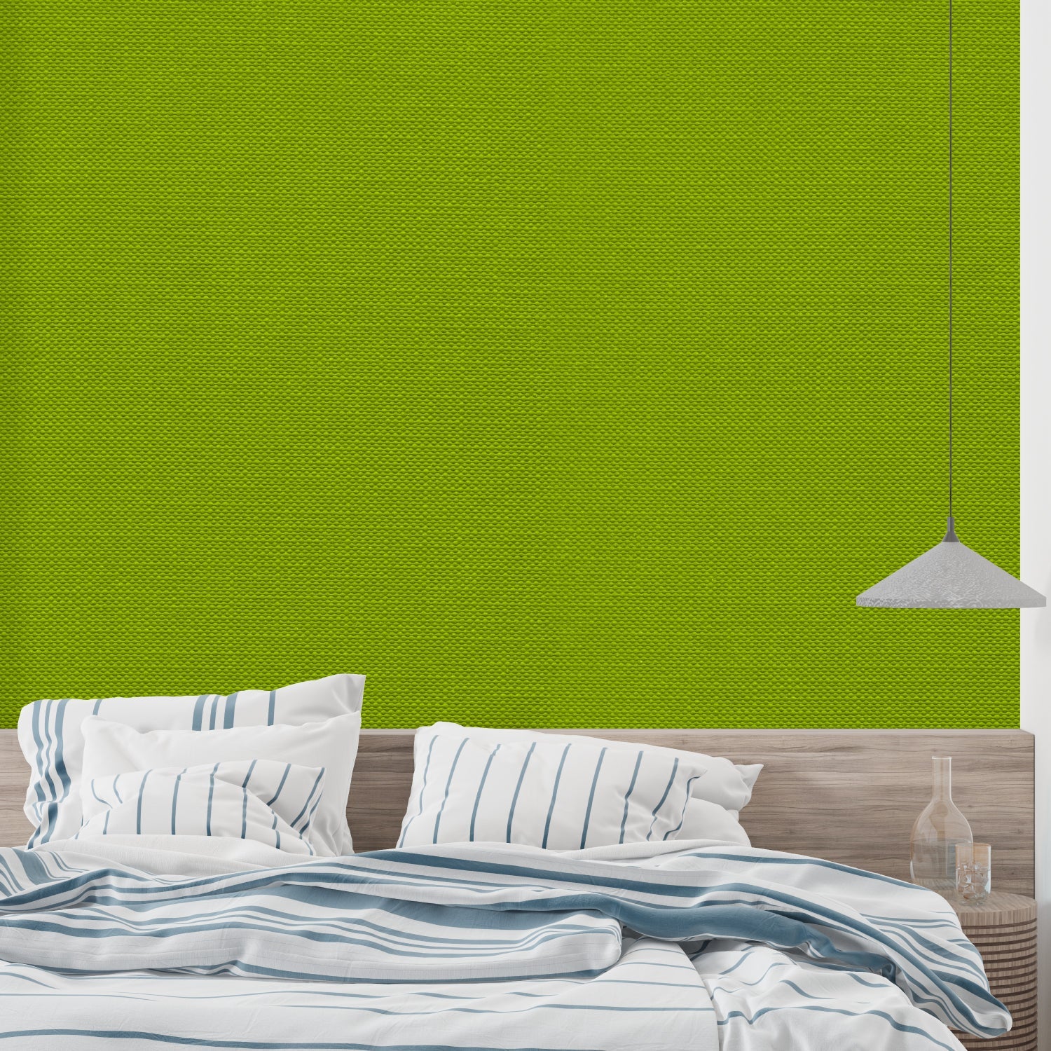 3D geometric pattern wallpaper bringing energy to a home office space