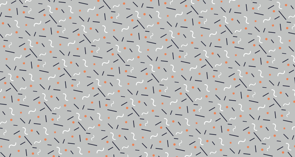 Geometric Wallpaper design file showing modern Memphis pattern with grey background and playful shapes