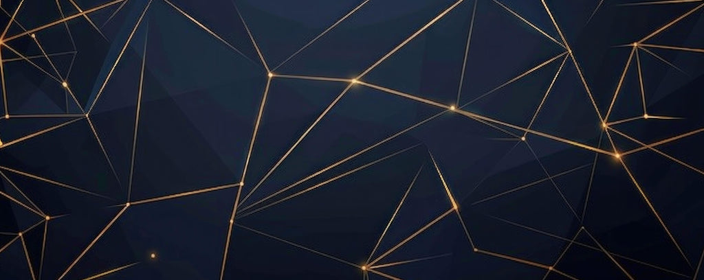 Geometric wallpaper design file showing intricate gold line pattern on navy background
