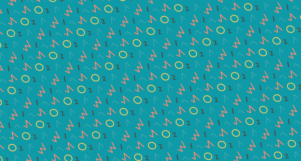 Geometric pattern wallpaper design file showing modern coral and yellow shapes on turquoise background