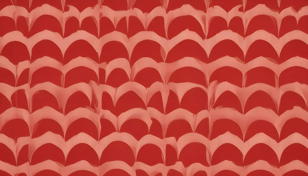 Design file showing detailed red geometric wave pattern wallpaper motif