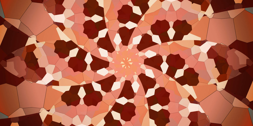Design file showing detailed geometric pattern with warm terracotta tones and honeycomb shapes