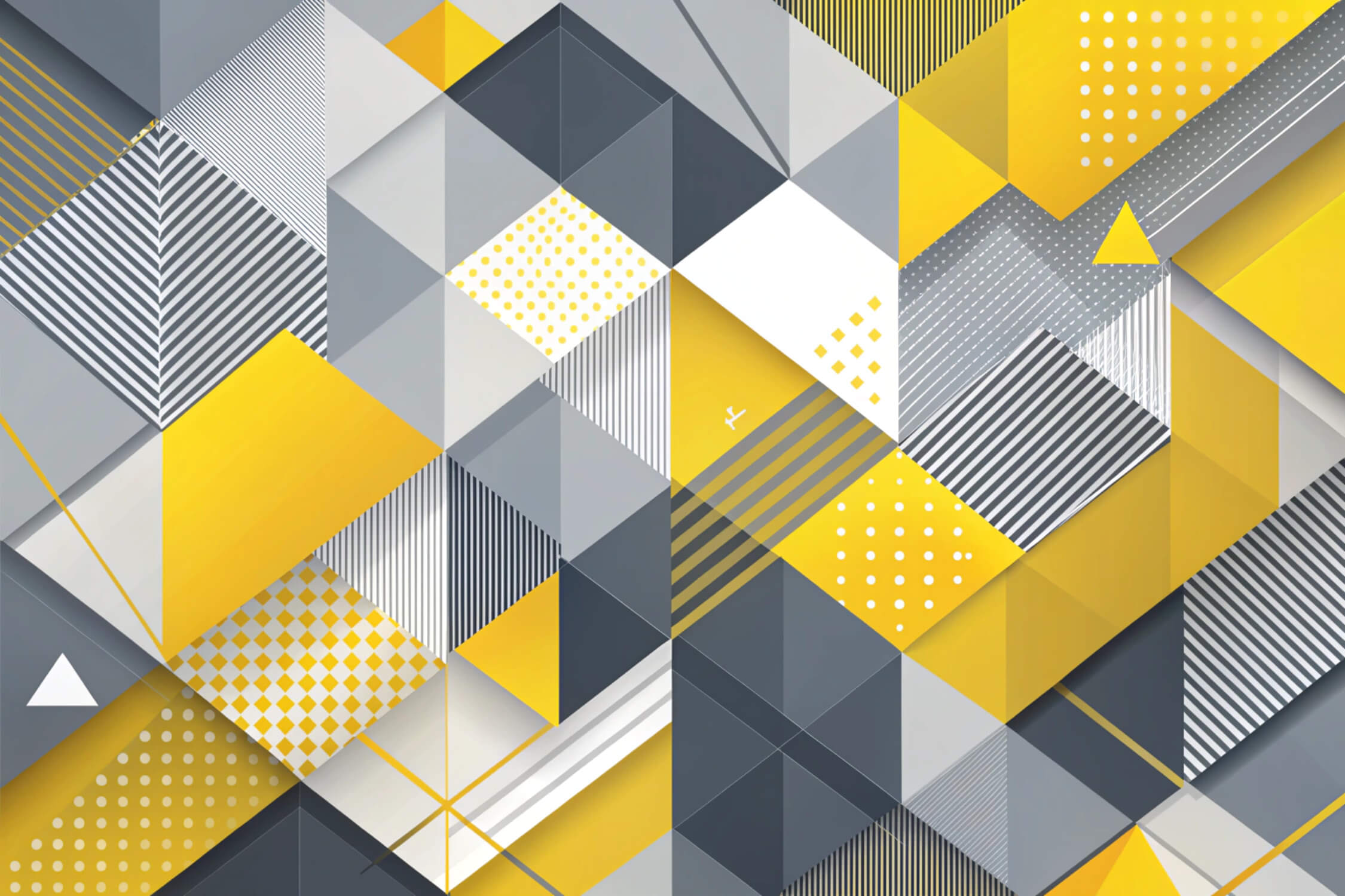 Design file showing detailed geometric pattern with yellow and grey shapes, dots and stripes