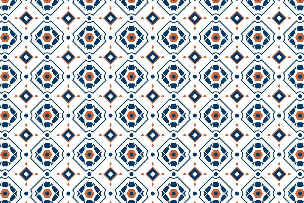Geometric pattern wallpaper design file showing detailed navy blue and terracotta diamond shapes