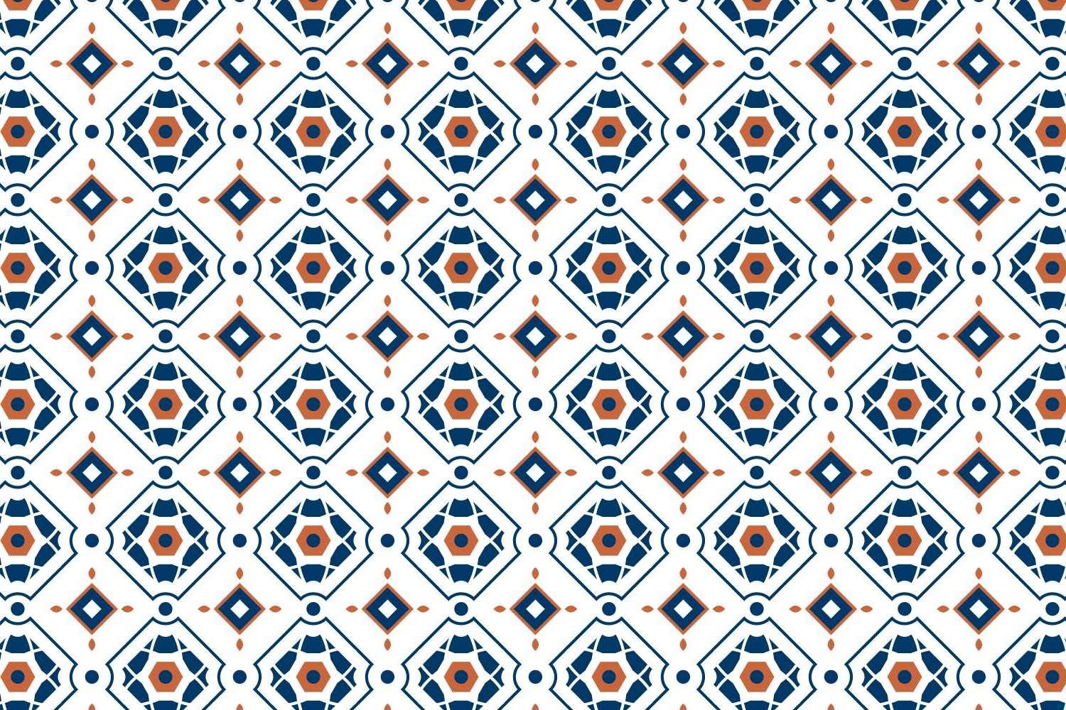 Geometric pattern wallpaper design file showing detailed navy blue and terracotta diamond shapes