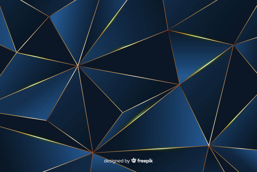 Geometric pattern design file showing detailed navy blue and gold line work