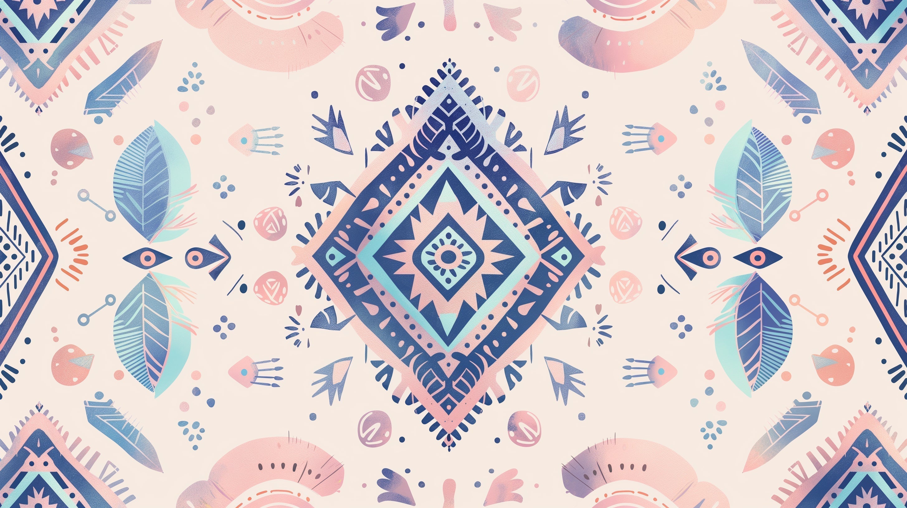 Pastel geometric wallpaper design file showing intricate diamond pattern and bohemian details