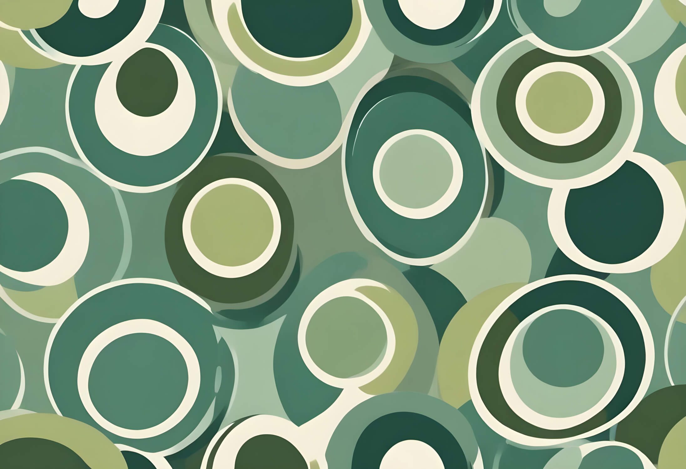 Design file showing detailed retro geometric circle pattern in various green shades