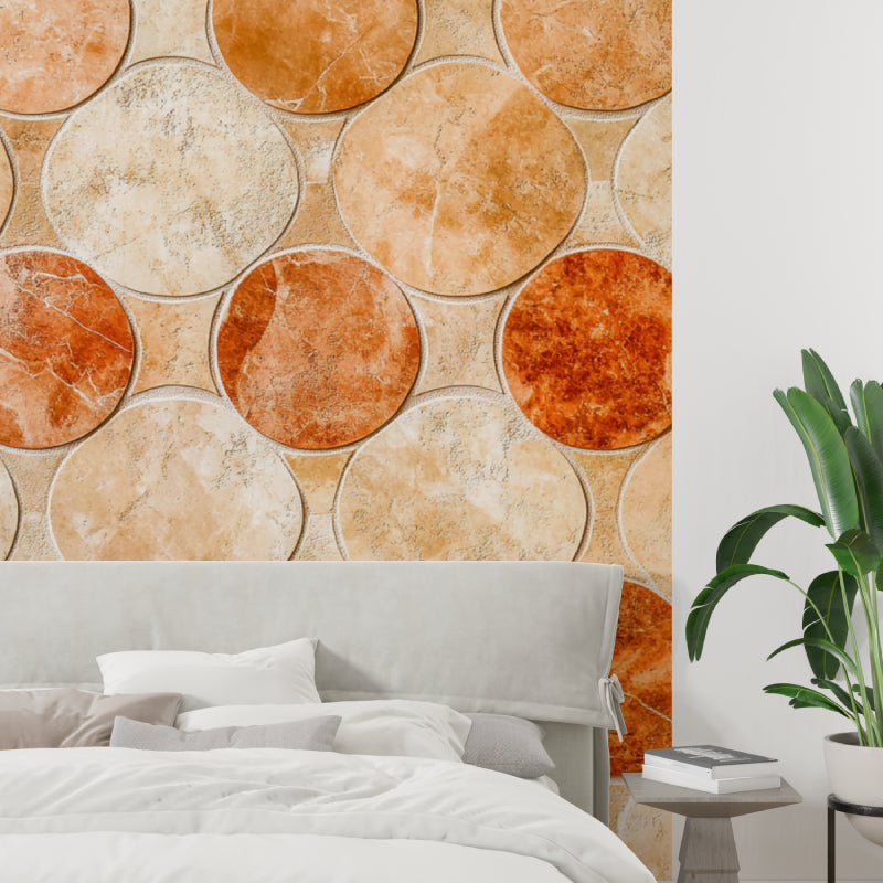 Modern terracotta wallpaper making statement in hallway setting