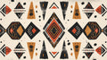 Geometric tribal wallpaper with terracotta pattern creating depth in a modern living room with minimal furniture