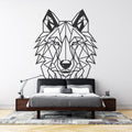 Geometric Wolf Line Art Wallpaper creating a stunning focal point in a minimal modern living room setting