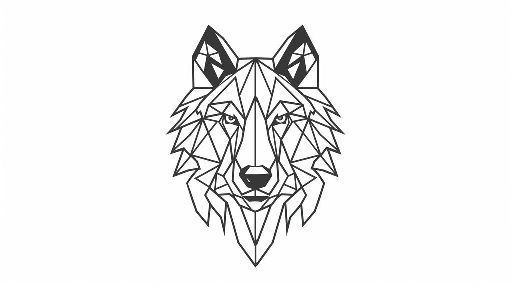 Geometric Wolf Line Art design file showing intricate black and white pattern detail