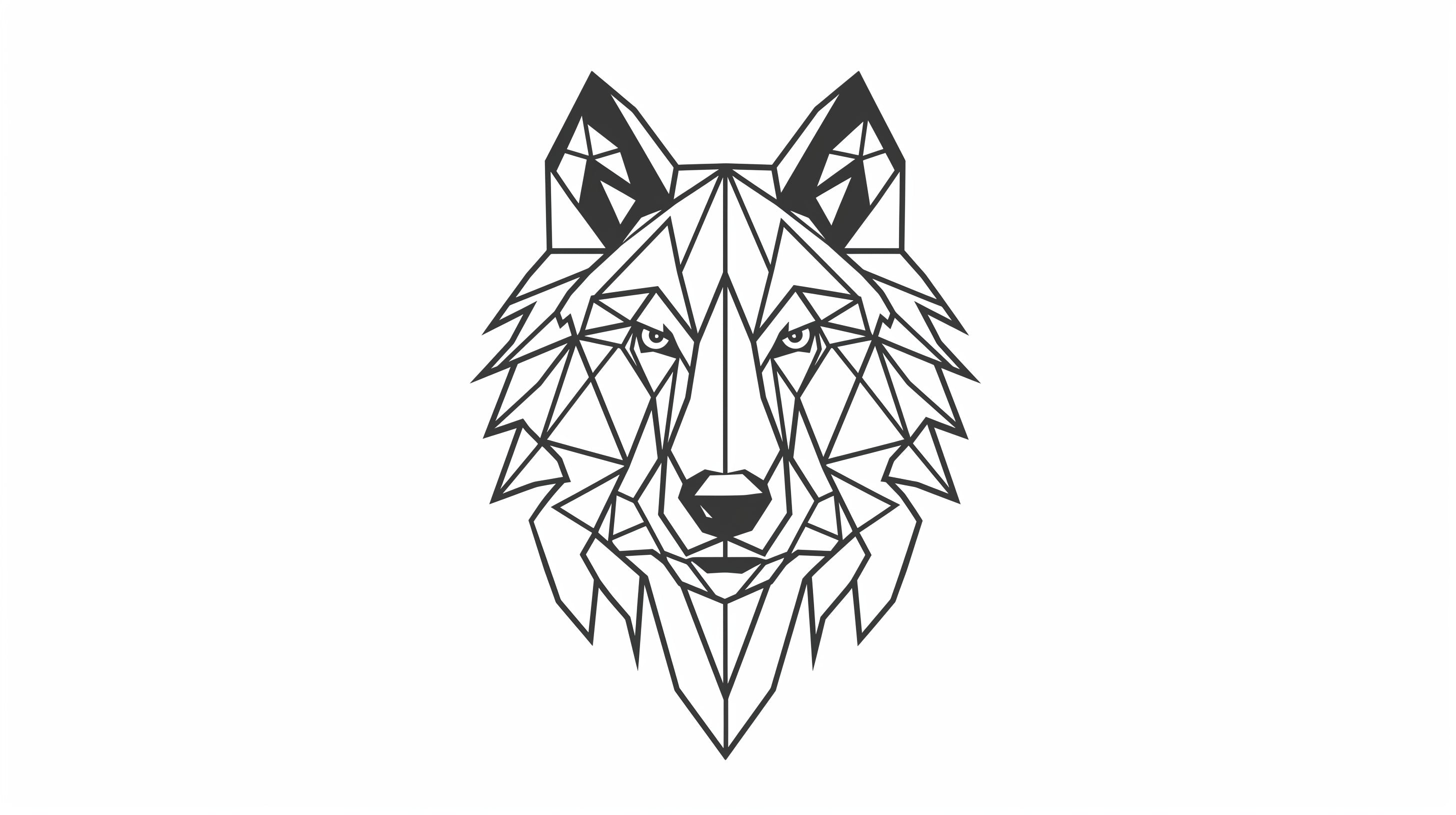 Geometric Wolf Line Art design file showing intricate black and white pattern detail