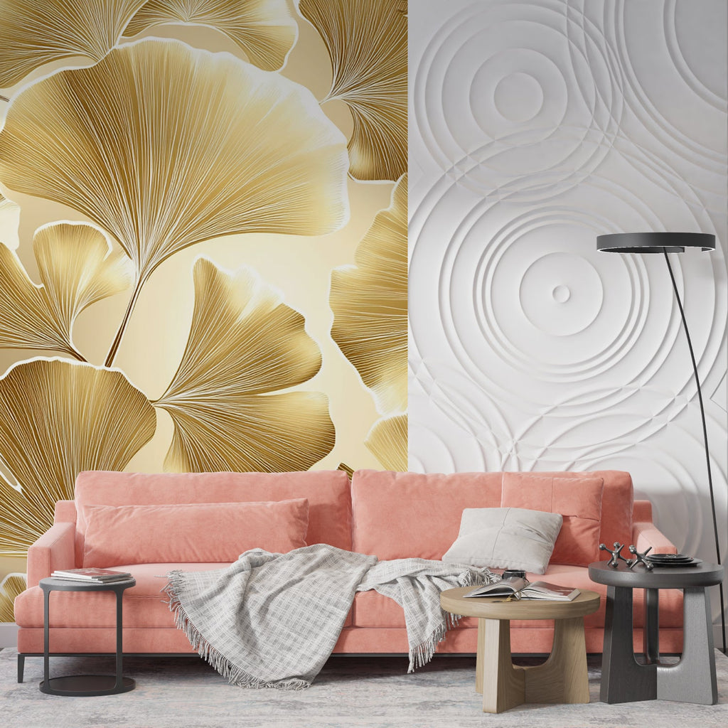 Art deco hallway with Gold Leaf Wallpaper, demonstrating pattern flow in narrow space