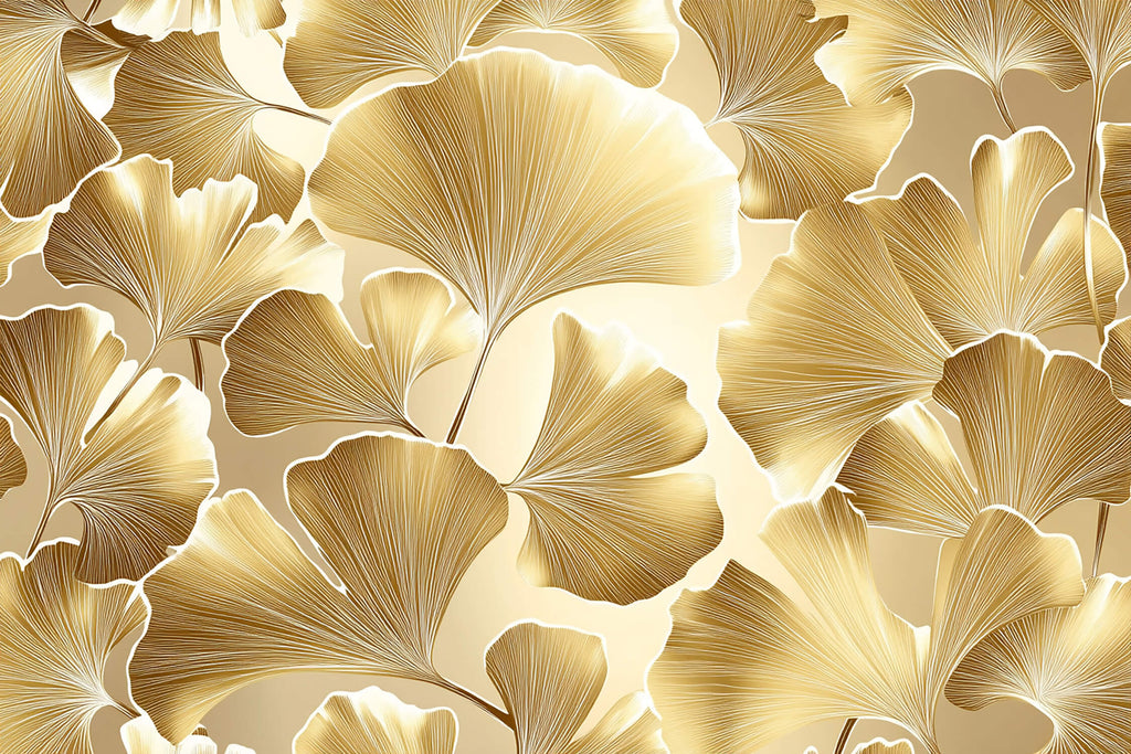 Gold Ginkgo Art Deco Wallpaper design file showing intricate leaf pattern and metallic details