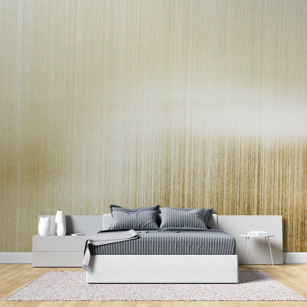 Gold metallic wallpaper in home office highlighting professional ambiance