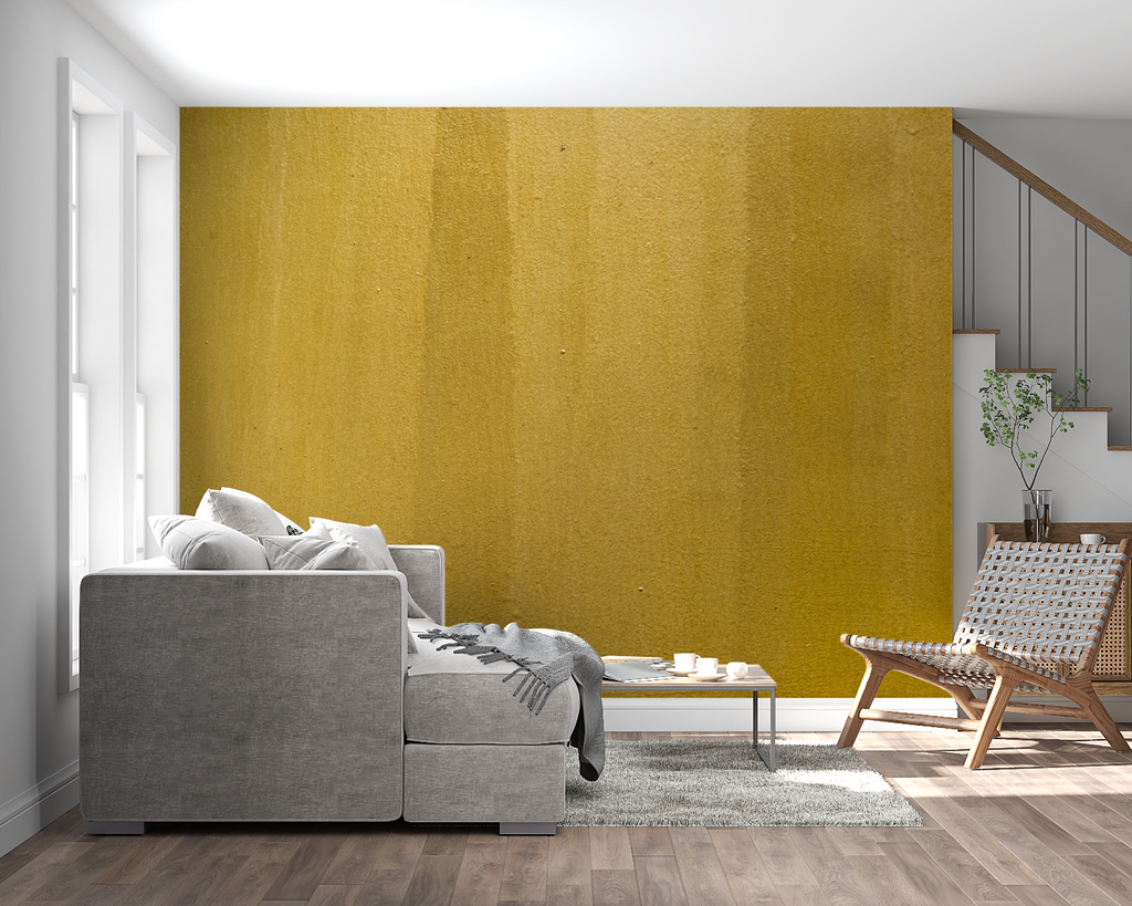 Gold metallic wallpaper showcased in home office setting