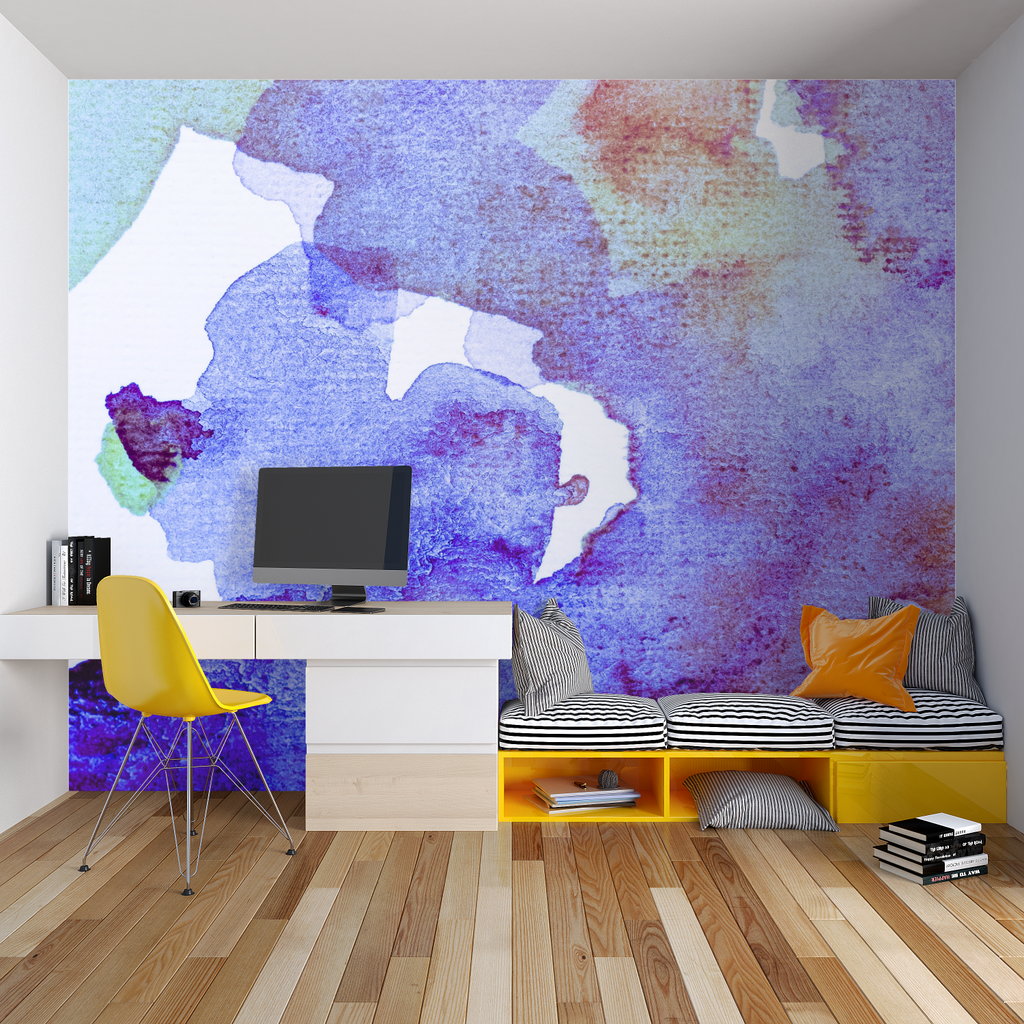 Street art wallpaper bringing urban flair to gaming room interior