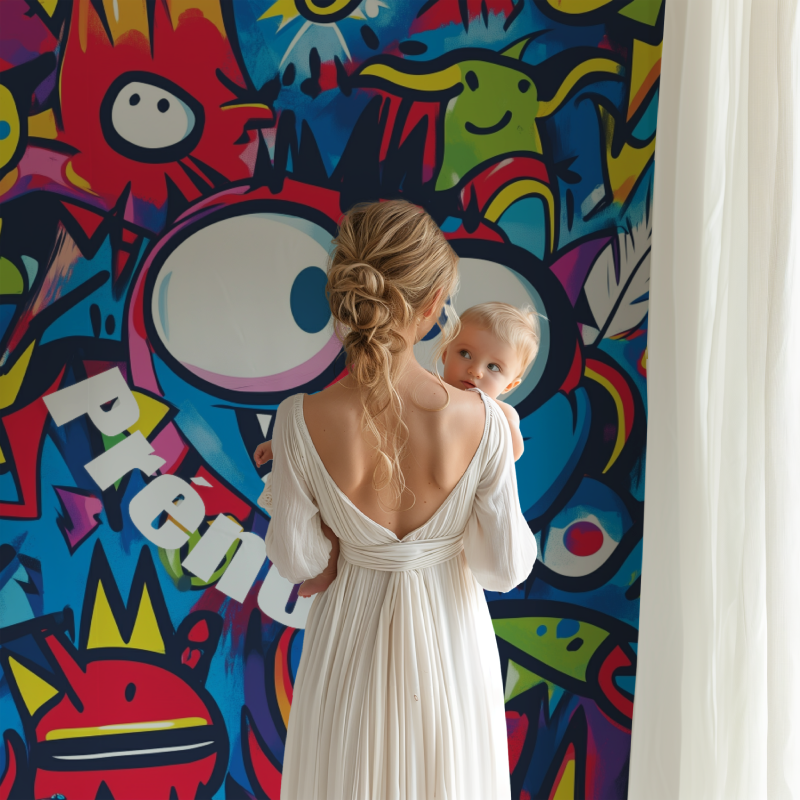 Urban graffiti design creating impact in a contemporary home office
